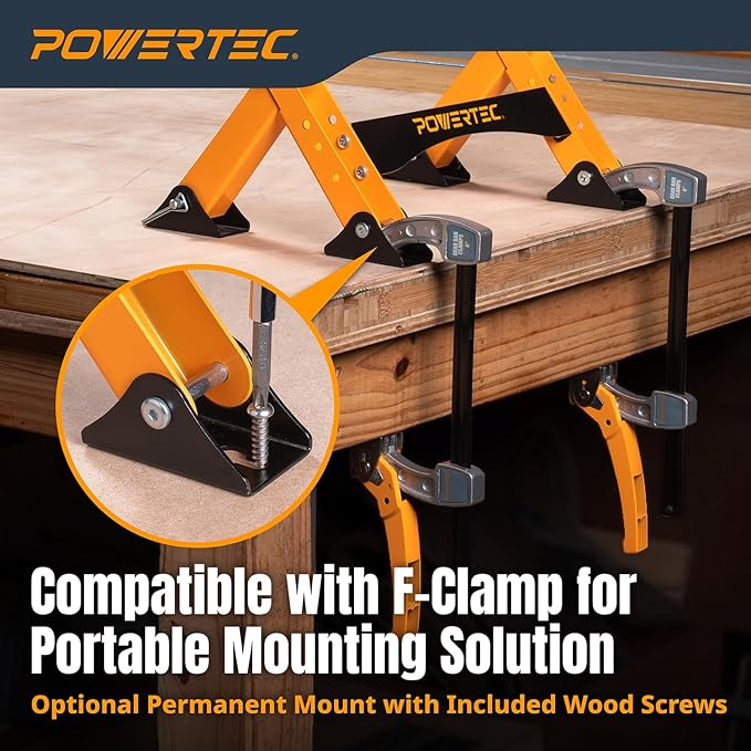 POWERTEC Folding Router Table Stand ??Adjustable Height Workstation Base for 11-1/2" x 15-1/2" Trim Router Tables, Wall-Mount Ready, Includes Mounting Guide & Hardware (UT1013)