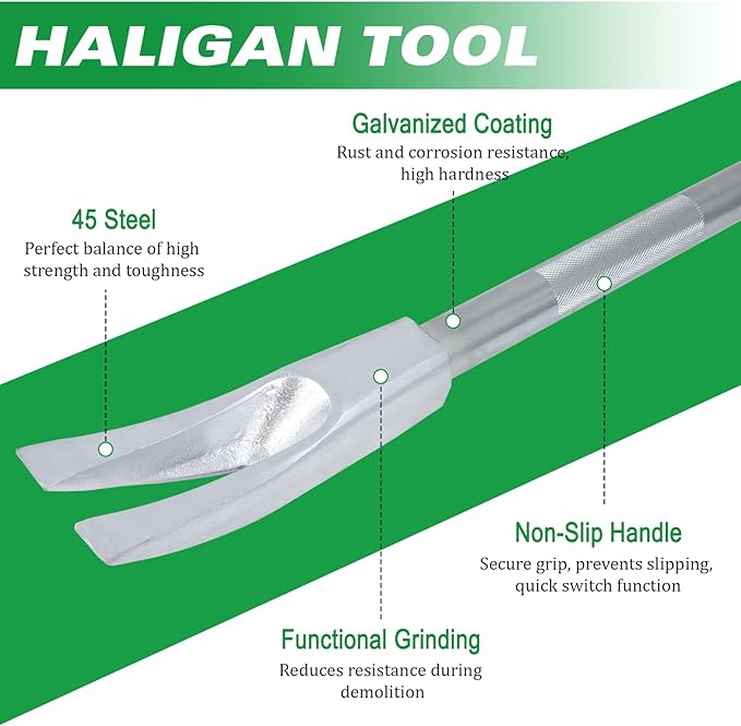 30" Halligan Tool, Halligan Bar for Emergencies, 45 Gauge Steel Forged Breaching Tools, Modern Rescue Halligan Bar Firefighter Tool, Halligan Entry Tool