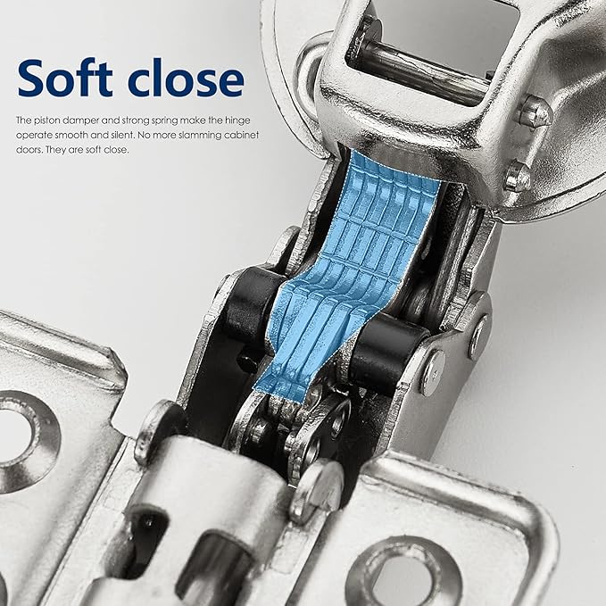 Ravinte 20 Pack 10 Pairs European Kitchen Cabinet Hinges Soft Close Full Overlay Door Heavy-Duty Frameless Adjustable Concealed Cabinet Cup Hinges