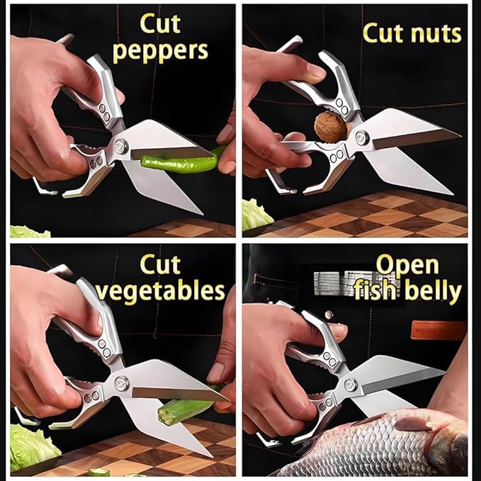 Kitchen Shears, Multifunctional Heavy-Duty Kitchen Shears, Poultry Shears - Heavy Duty Kitchen Scissors for Food with Ergonomic Handle, Ultra Sharp for Chicken, Meat, Seafood, Bone Cutting (Red)