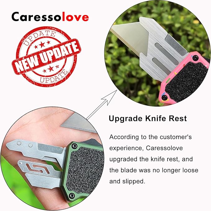 Automatic Utility Knife, Premium Pink Retractable Box Cutter, Cute Aluminum Alloy Heavy Duty Pocket Knife, Safety Replaceable Blade EDC Razor Knives with 5PCS Blades