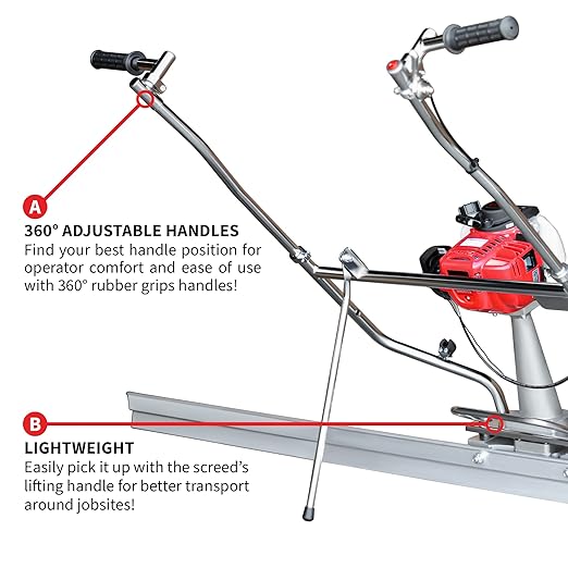 Tomahawk 1.6 HP Honda Gas Vibrating Concrete Power Screed Motor with 12 ft & 10 ft Blades Bull Float Honda GX35