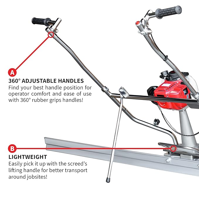 TOMAHAWK 1.6 HP Honda Gas Vibrating Concrete Power Screed Motor with 10 ft & 8 ft Blades Bull Float Honda GX35