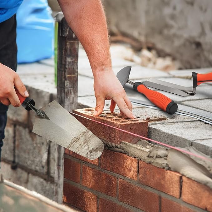 SHALL 3-Piece Masonry Tools Set, 6?쇺?Margin Trowel, 5.5?쇺?Pointing and 7?쇺?Gauging Trowel with Soft Grip Handle, Bricklaying Hand Tool for Concrete, Cement, Plaster, Tile Construction Projects
