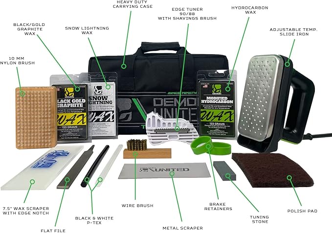Demon Podium Ski Snowboard Tune Kit with Iron and Premium Universal Wax Kit