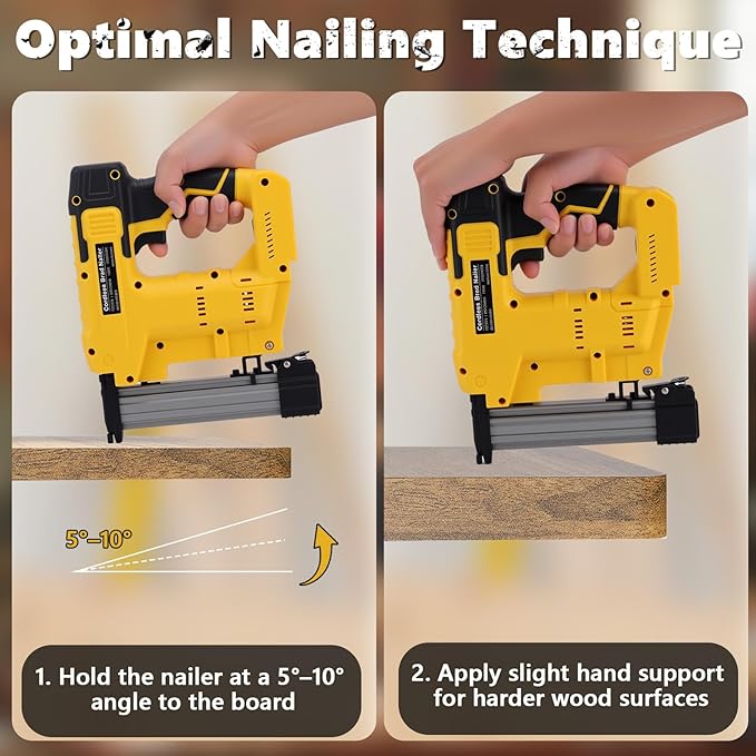Cordless 2 in 1 Brad Nailer & Staple, Battery Powered, Compatible with De W alt 20V (No Battery), 18 Gauges, Combo Single Mode, Safety Pin, Includes 400 Nails