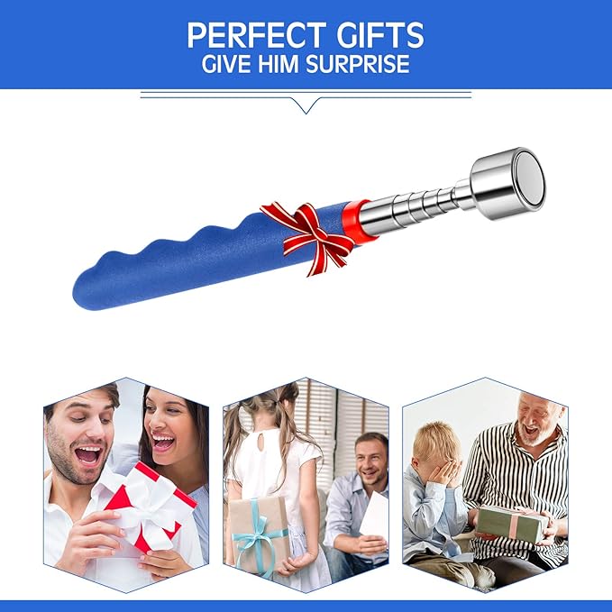 Telescoping Magnetic Pickup Tool 20 Lbs Magnet Extension Tool Telescoping 30 Inch Extendable Stick Gadget for Men Suitable for Birthday Father's Day Christmas(Blue,1 Piece)