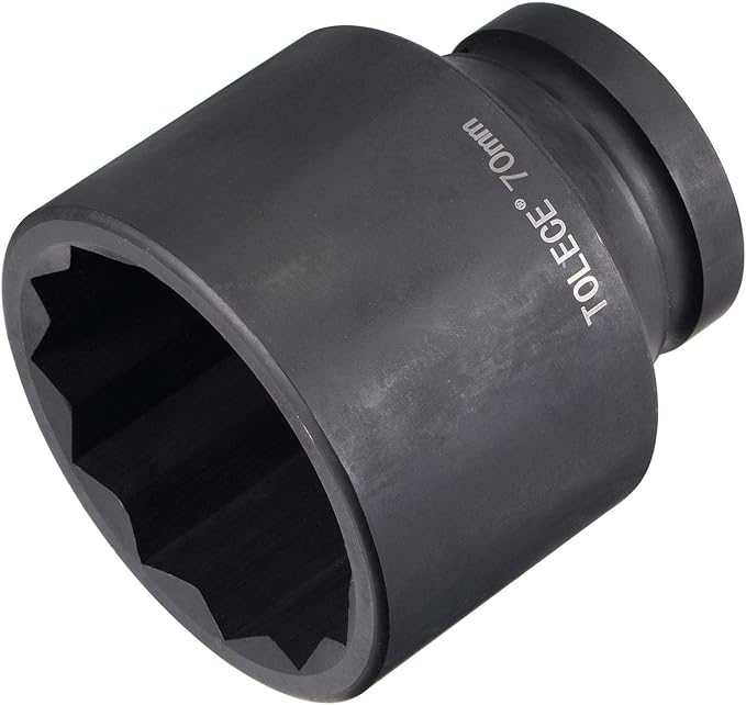 uxcell 1-Inch Drive 70mm 12-Point Impact Socket, CR-MO Steel 104mm Length, Standard Metric Sizes