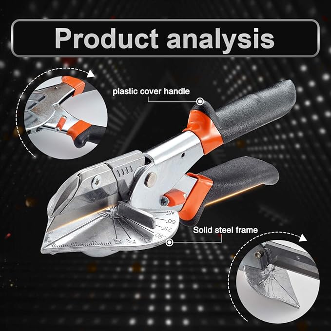 KATUR Multi Angle Miter Shear Cutter Hand Tools 45 Degree to 135 Degree with Spare Blade PVC PE Plastic Pipe Scissors (Black)
