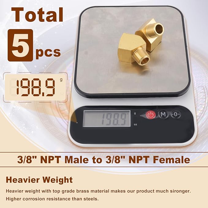 5pcs 3/8??Brass Fittings 45 Degree Barstock Street Elbow 3/8" NPT Male Pipe to 3/8" NPT Female Pipe 3/8 NPT Elbow Forged Brass Pipe Fittings