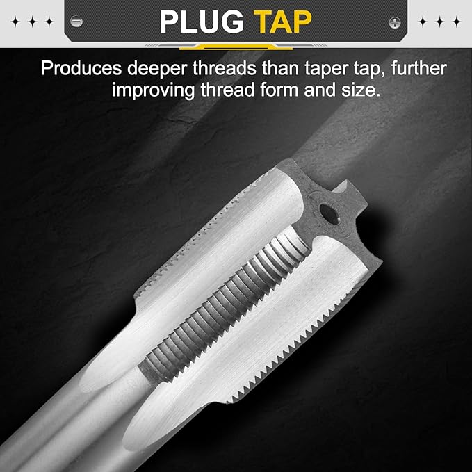 uxcell Hand Plug Tap M21 x 1.25 H2 Metric Thread Plug Style Taps Straight Flute Screw Tapping Threading Tool High Speed Steel HSS6542