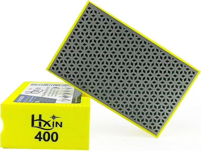 Diamond Hand Polishing Pad Diamond Sanding Block Foam Backed Diamond Sponge Sanding Pads for Wet or Dry Grinding polishing for Granite Marble Stone Tile Glass Ceramic (1, 400# Cubic)