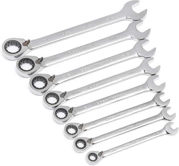 GEARWRENCH 8 Piece 72-Tooth 12 Point Reversible Ratcheting Combination SAE Wrench Set | 9533N