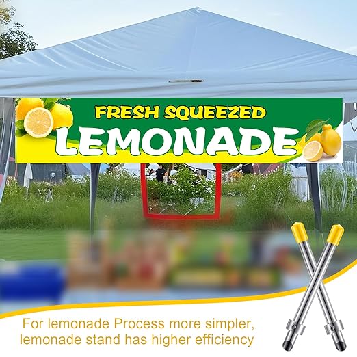 Lasnten 2 Pack Straw Puncher for Plastic Lids Lemonade Cups, Stainless Steel Straw Hole Puncher Punching Tools for Cafe Drinks Deli Container Squeezed Fresh Lemonade Stand Supplies(6.3 Inch,Yellow)