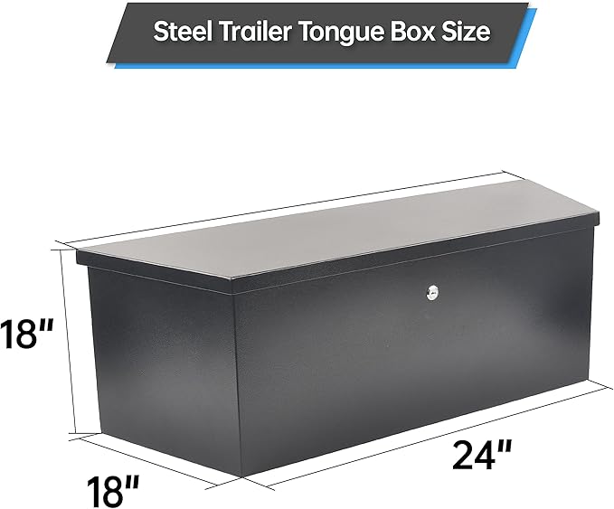 35’’ Trailer Tongue Tool Box, Steel Tool Storage Box for Trailer Tongue, Suitable for Truck, Trailer, Rv（35"*12"*11.8"-Black）