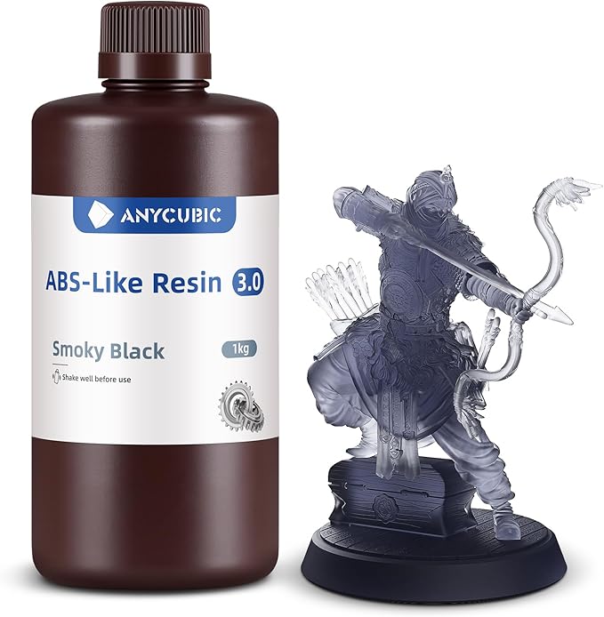 ANYCUBIC ABS-Like Resin 3.0, Upgraded 14K 3D Printer Resin with Enhanced Strength and Toughness, High Precision, Low Odor, Wide Compatibility for All LCD Resin 3D Printers (Smoky Black, 1kg)
