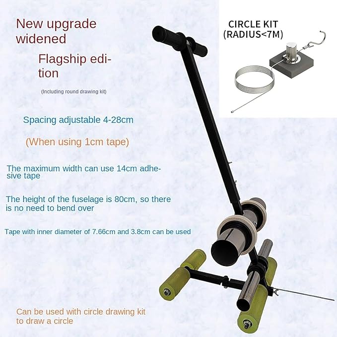 Generic Walk-Behind Floor Tape Applicator for Painting/Lane Marking - Single-Roll Tape Machine, Max Width 14cm - Ideal for Sports and Storage Area