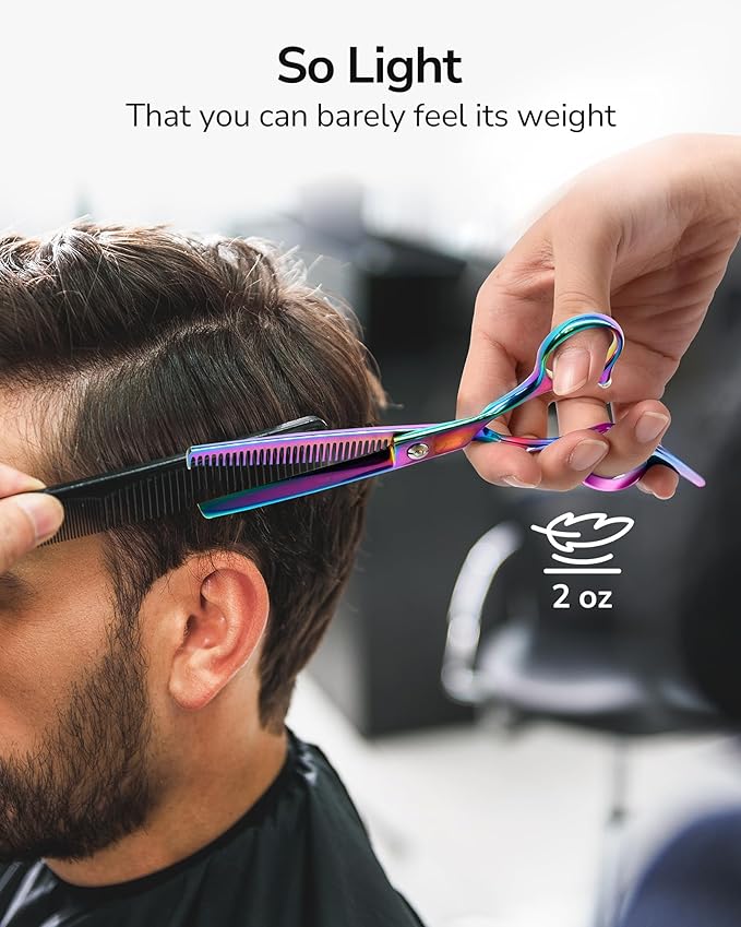 ULG Hair Thinning Scissors Professional Barber?셲 Texturizing Teeth Shears for Hairdressing, Salon and Home Use Thinning Shears for Hair Cutting, Made of Japanese Stainless Steel, 6.5 inch