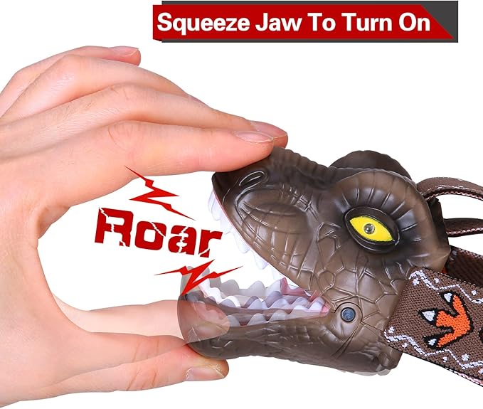 Dinosaur Kids Headlamp, T-Rex Dinosaur Led Headlamp Flashlight, Dinosaur Toy Headlamp Flashlight with 4 Lighting Mode for Boys, Girls??Camping, Hiking, Reading and Party (Brown)