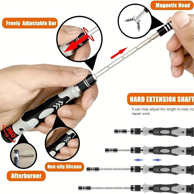 Precision Screwdriver Set, Electronic Repair Tool Kit Micro Magnetic Drill Bits for iPhone, Computer, Laptop, Mobile Phone, Mac, Tablet, Home DIY, Game Console, Glasses, Watch, Doorbell,115-in-1