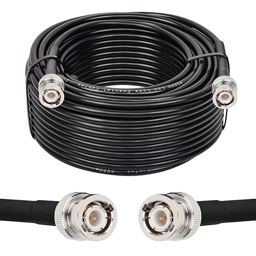 BNC Cable - 100FT RG58 50 ohm Male to Male Coax Cables Low Loss BNC Extension Coaxial Cable with for Antennas, RF Radios, Modems, Oscilloscopes, Spectrum, etc (Black)