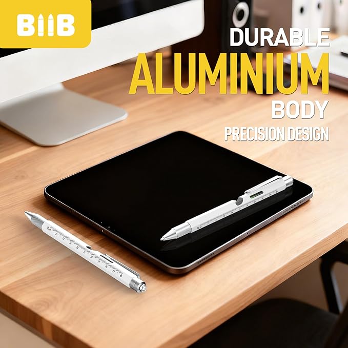 BIIB Gifts for Men 9 in 1 Multitool Pen, Stocking Stuffers for Men Teens Him, Mens Christmas Gifts for Him Dad Husband Grandpa, White Elephant Gifts for Adults, Dad Gifts Gadgets