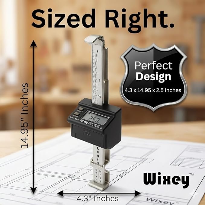 Wixey Digital Planer Gauge – Electronic Digital Readout & Thickness Measuring Tool – Accurate Calibration & Digital Dimensions – Perfect Portable Planer Accessory for Woodworking Upgrade