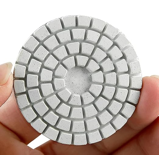 2inch 50mm Diamond Water Grinding Pad, 7 Different Grit 50#-3000# Wet Sanding Discs & 6mm Round Handle Hook & Loop Backing Holder for Detail Fine Buffing Polishing (8Pcs/Set)