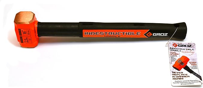 Groz 34603 16" Indestructible Copper Head Striking Hammer, 2.5 lb