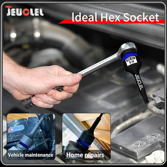 6mm Hex Impact Bit Socket, H6 1/2-Inch Impact Drive Allen Socket, Cr-Mo Steel Lengthen Hex Screwdriver Adapter for Electric Ratchet Wrenches Fastening Screws