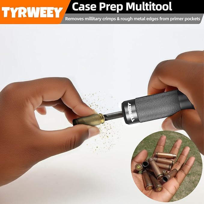 Case Prep Multitool, Case Chamfer Deburring Tools for Reloading, Primer Pocket Reamers and Cleaners for Removing Crimps(Black)