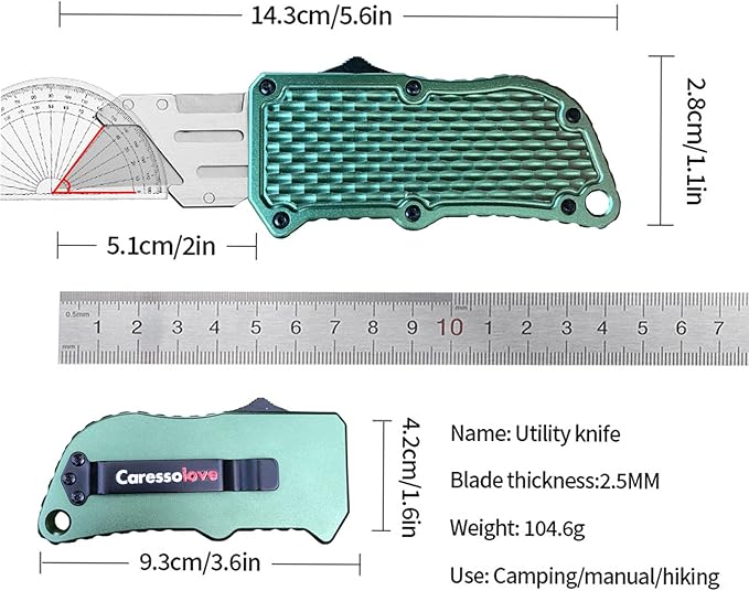Automatic Utility Knife, Green Razor Blades Pocket Knife, Box Cutters Retractable Heavy Duty, Premium Safety Push Button Knife with 5PCS Blades (Green)