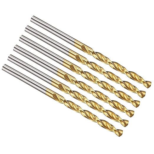 PATIKIL 3mm Drill Bit, M42 8% Cobalt High-Speed Steel Jobber Straight Shank 135° Titanium Nitride (TiN) Coated for Hard Metal Stainless Steel - 6 Pack