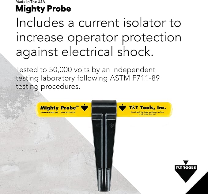 T&T Tools 54-Inch Mighty Probe Insulated Metal Soil Probe ??3/8" Metal Round Rod, Heavy Duty Design for Easy Penetration & Withdrawal, Soil Testing & Landscaping Tools, T-Handle, USA-Made-6 Pack
