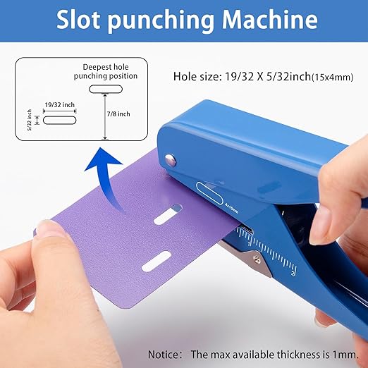 Imlike Handheld Badge Slot Hole Punch: Slot Puncher for PVC ID Card, Business Card, Name Tag and Luggage Tag, 19/32" x 5/32" Hole, All Metal Construction