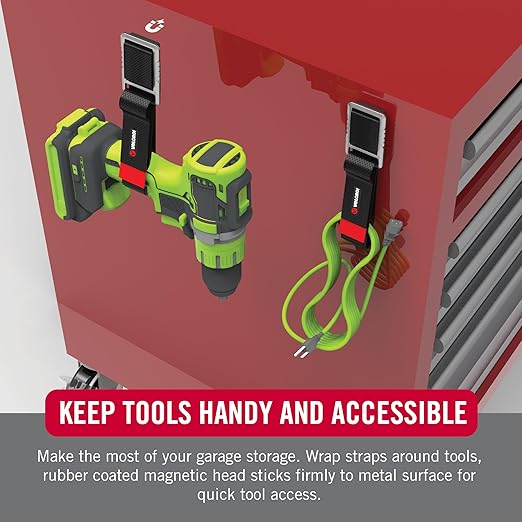 VELCRO Brand Heavy Duty Magnetic Storage Strap, Magnetic Hooks with Straps, Holds 15lbs, These Small Gifts for Men Simplify Storage on Any Metal Surface and Organize Tools and Cords Instantly