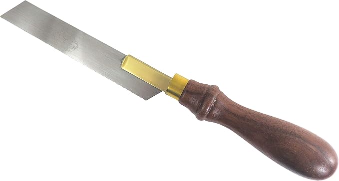 Thomas Flinn Pax 6 Inch Flush Cutting Saw, Solid Rolled Brass Back, 20 TPI, No Set, 1 Inch Wide Plate, Walnut Handle