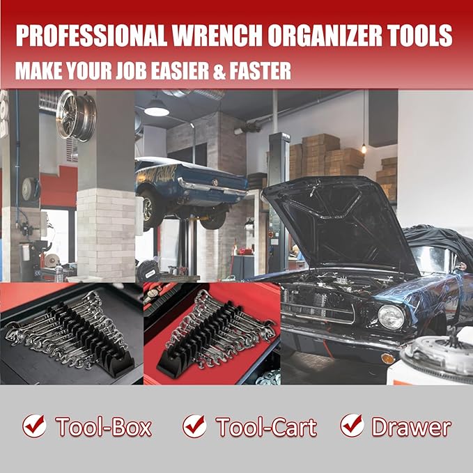 84 pcs Magnetic Modular Wrench Organizer Wrench Holder - Wrenchs Tool Organizers for Tool Drawer Storage, Wrenchs Rack with Metric SAE Labels, Tool Storage Set Holder Festival Mechanics pcs