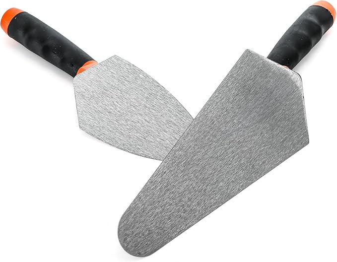 4 Pack 6" Masonry Hand Tool Set, Pointing Trowel Gauging Trowel Set with Rubber Grip, Carbon Steel Masonry Brick Trowels, Bricklaying Trowels for Concrete Cement Plaster Mortar Stucco Tile