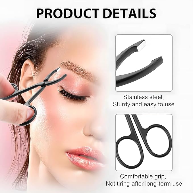 Scissor Tweezers,Stainless Steel Tweezers with Handles for Women and Men Facial Hair (Black)
