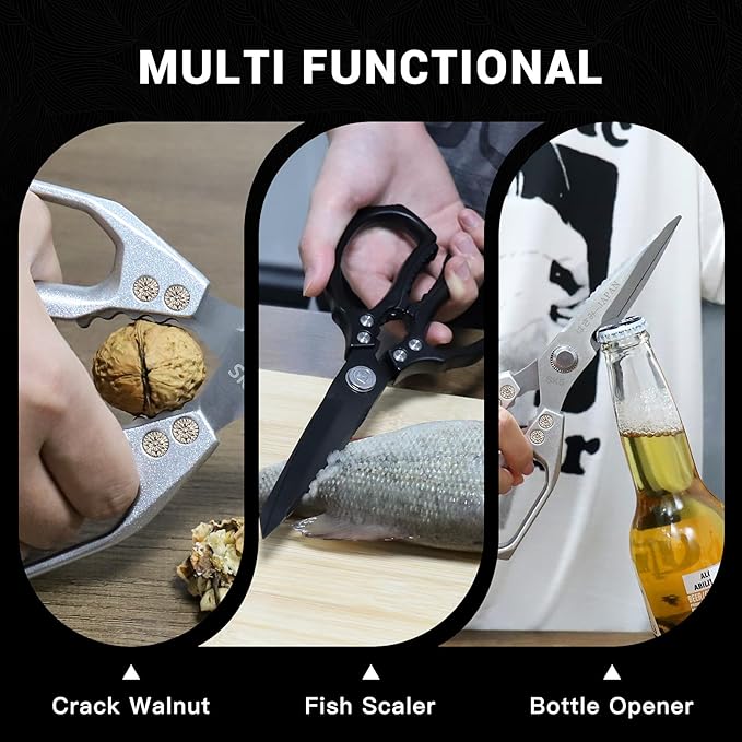 Kitchen Scissors Set, Heavy Duty Poultry Shears, Japanese Kitchen Shears for Meat, Chicken Bones, and Turkey, Stainless Steel Meat Scissors, Christmas Gifts for Men Women