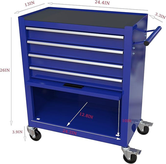 Campfun 238PCS Tool Set, 4 Drawers Rolling Tool Box with Tool Sets, Metal Tool Storage Cabinet for Home, Tool Cart Mechanics Kit Organizer for Garage Workshop Repair Shop, Blue