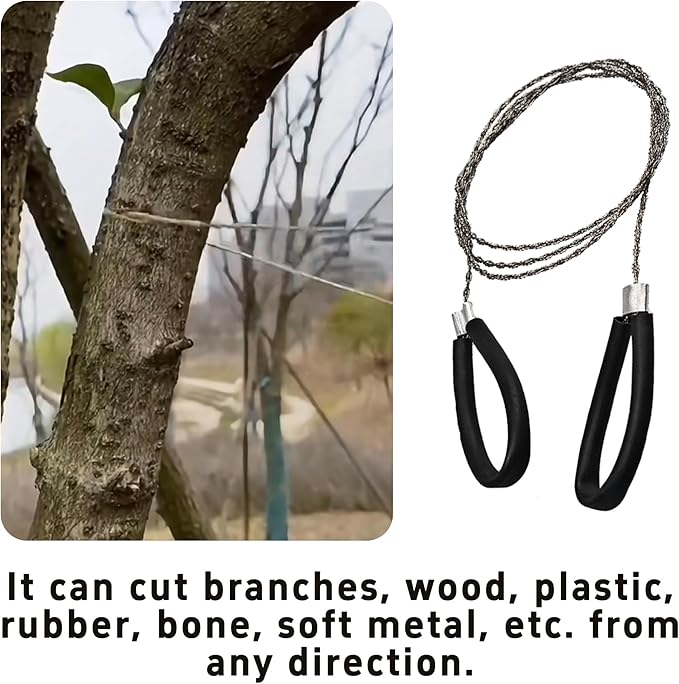4 Pack 20.8 Inch Heavy Duty Survival Wire Saw, Stainless Steel Emergency Pocket Size Wire Saw Outdoor Tool for Wood, Rubber, Plastic, Outdoor (2 Red+2 Black)