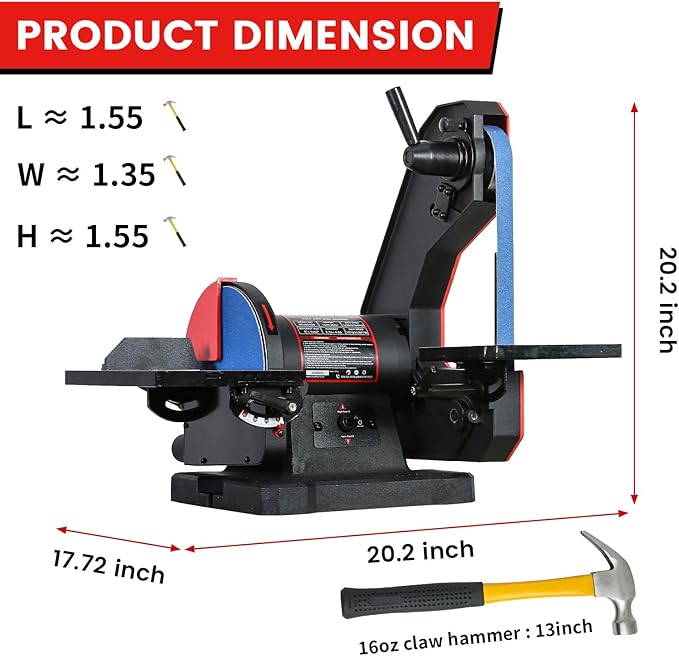 BUCKTOOL Dual Speed 1" x 42" Belt Disc Sander Combo, Bench Knife Sharpener with Large Work Table, Professional Benchtop Belt Sander with Direct-drive 4.8A Brushless Motor for Metalworking, BD1801DS