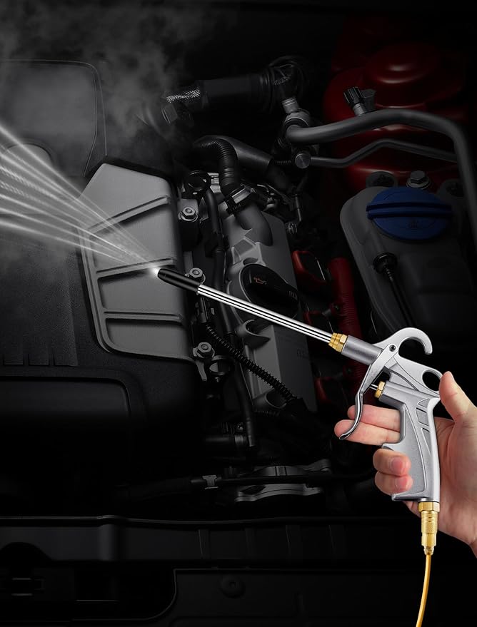 Heavy Duty Air Blow Gun Air Nozzle Blow Gun, Air Blower for Compressor with Bigger Pipe & Extended Nozzle, Pneumatic Air Compressor Accessories Tool for Car Detailing/Industrial Household Cleaning