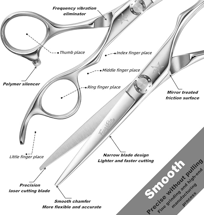High-end Professional Extremely Very Sharp Barber Hair Cutting Scissors Hairdresser Shears For Hair 5.5 Inch Haircut Scissor Made Of Stainless Steel Alloy For Hairdressing Salon and Home Use