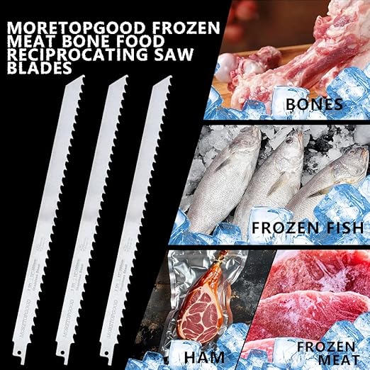 12 Inch Stainless Steel Reciprocating Saw Blades for Frozen Meat Bone Cutting,Food Saw Blades-5 Pack