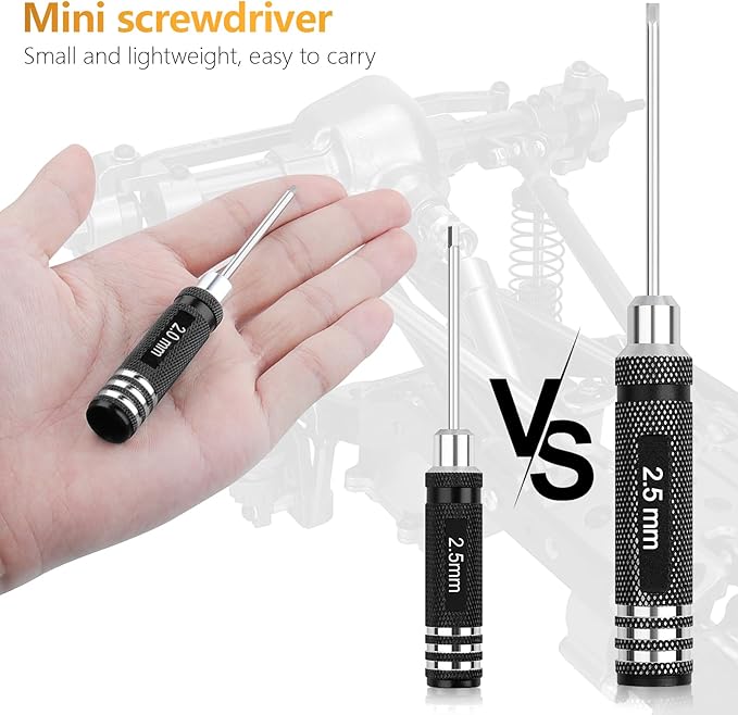 RC Tool Kit,7PCS Hex Precision Screwdriver Set with 0.9/1.27/1.3/1.5/2.0/2.5/3.0mm Hobby Tools Hexagon Wrench Repair Tools Compatible with SCX24 Traxxas Redcat RC Cars Trucks