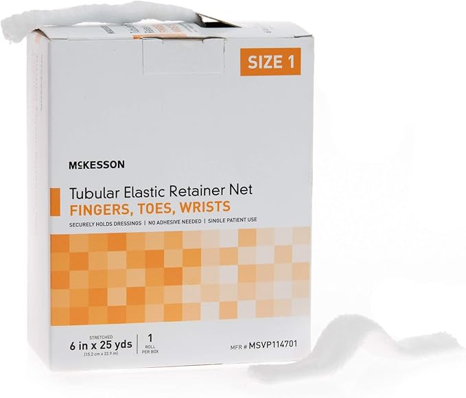 McKesson Tubular Elastic Retainer Net Dressing, Non-Sterile, Finger, Toes, Wrist, Size 1, 6 in x 25 yd, 1 Count, 1 Pack