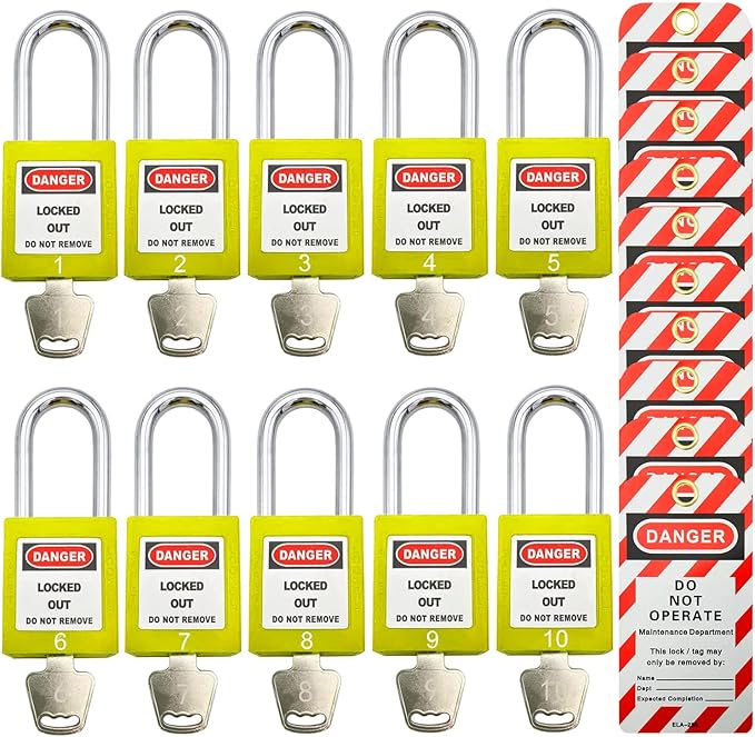 Lockout Tagout Locks, Safety Padlocks, Loto Keyed Differently Lock Out Tag Out Device Plastic with Lockout TagOut Tags